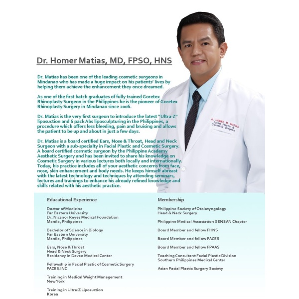 Clinictor - ICOHNS Rhinoplasty and Cosmetic Clinic Davao - Dr Homer  Matias